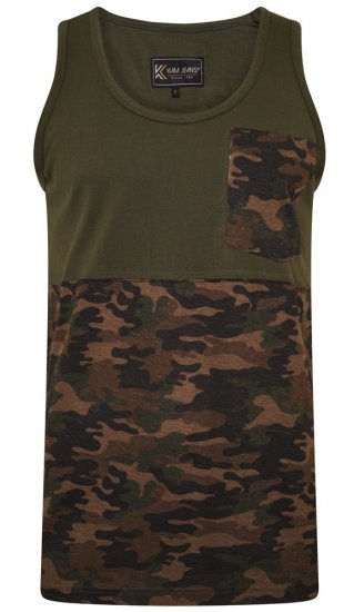 Kam Jeans 5399 Camo Panelled Sleeveless T-Shirt Khaki - T-skjorter - Store T-skjorter - 2XL-14XL