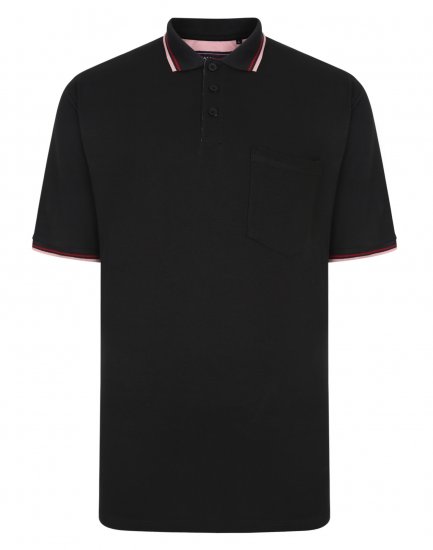 Kam Jeans Polo with Pocket Black - Polo- & piqueskjorter - Poloskjorte i store størrelser - 2XL-8XL