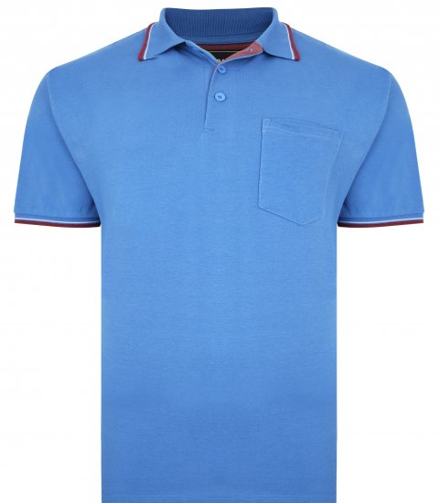 Kam Jeans 5400C Tipped Polo with Pocket Blue - Polo- & piqueskjorter - Poloskjorte i store størrelser - 2XL-8XL