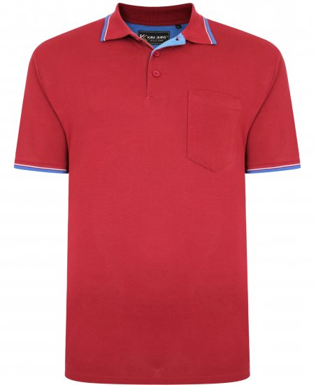 Kam Jeans 5400C Tipped Polo with Pocket Burgundy - Polo- & piqueskjorter - Poloskjorte i store størrelser - 2XL-8XL