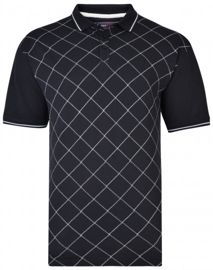 Kam Jeans 5419 Diamond Print Polo Navy - Polo- & piqueskjorter - Poloskjorte i store størrelser - 2XL-8XL