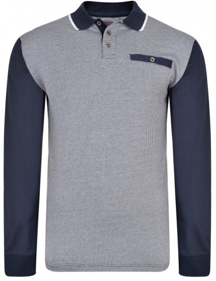Kam Jeans 5425 Long Sleeve Polo Navy - Polo- & piqueskjorter - Poloskjorte i store størrelser - 2XL-8XL