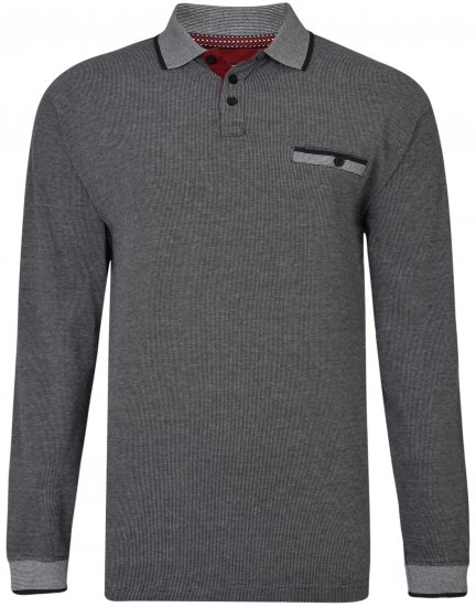 Kam Jeans 5429 Long Sleeve Polo Black - Polo- & piqueskjorter - Poloskjorte i store størrelser - 2XL-8XL