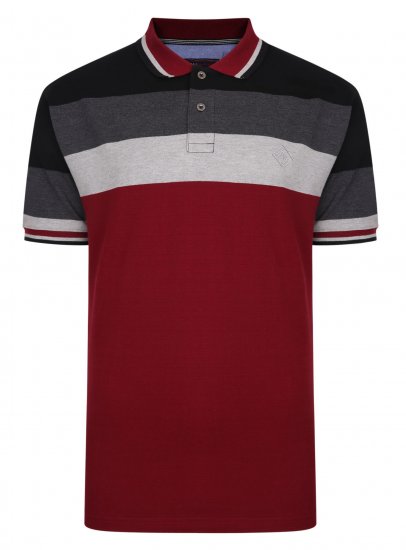 Kam Jeans Contrast Stripe Polo Grey - Polo- & piqueskjorter - Poloskjorte i store størrelser - 2XL-8XL