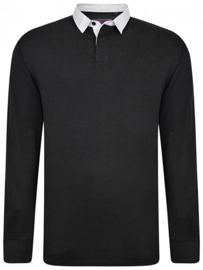 Kam Jeans 5443 LS Rugby Polo Black - Polo- & piqueskjorter - Poloskjorte i store størrelser - 2XL-8XL