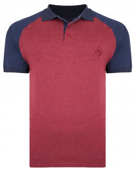 Kam Jeans 5446 Raglan Marl Jersey Polo Burgundy - Polo- & piqueskjorter - Poloskjorte i store størrelser - 2XL-8XL