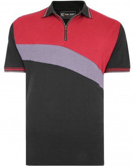 Kam Jeans 5448 Cut & Saw Polo with Zip Black - Polo- & piqueskjorter - Poloskjorte i store størrelser - 2XL-8XL