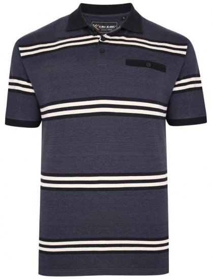 Kam Jeans 5452 Yarn Dye Srtipe Polo Charcoal - Polo- & piqueskjorter - Poloskjorte i store størrelser - 2XL-8XL