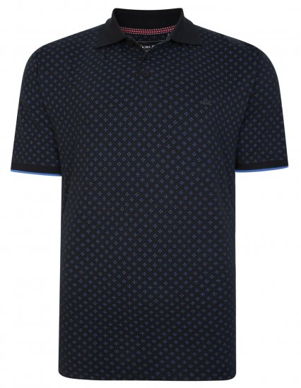 Kam Jeans 5455 Dobby Print Polo Black - Polo- & piqueskjorter - Poloskjorte i store størrelser - 2XL-8XL