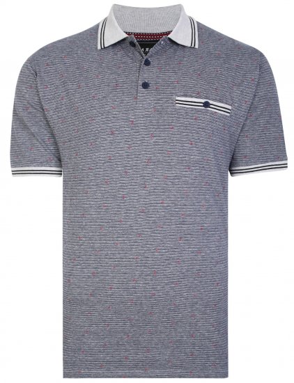 Kam Jeans 5456 Drop Needle Jersey Polo with Dobby Print Grey - Polo- & piqueskjorter - Poloskjorte i store størrelser - 2XL-8XL