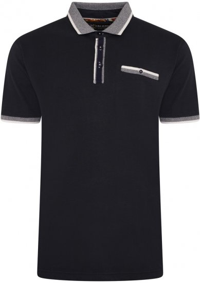 Kam Jeans 5499 Jersey Polo with Jacquard Collar/Cuffs Navy - Polo- & piqueskjorter - Poloskjorte i store størrelser - 2XL-8XL