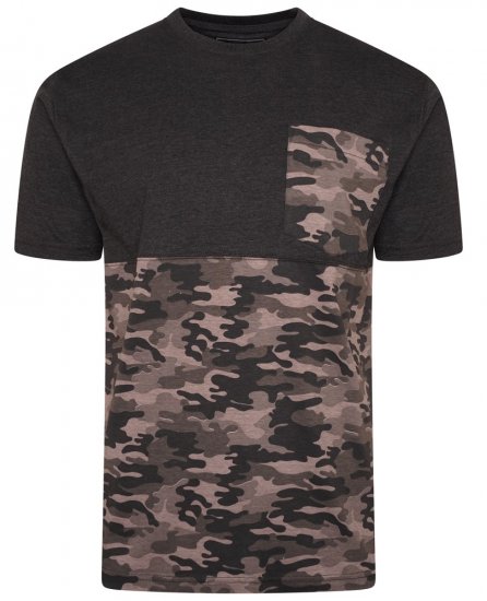 Kam Jeans 5700 Camo Panelled T-Shirt Charcoal - T-skjorter - Store T-skjorter - 2XL-14XL