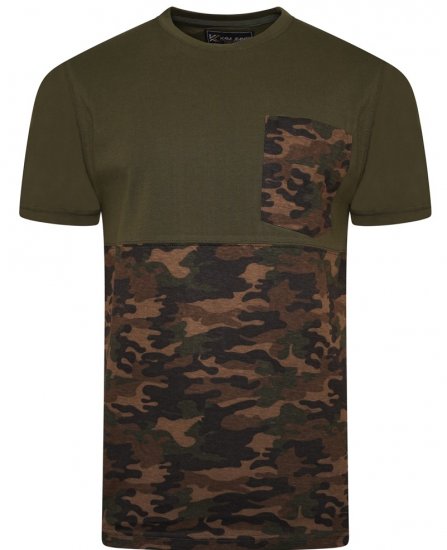 Kam Jeans 5700 Camo Panelled T-Shirt Khaki - T-skjorter - Store T-skjorter - 2XL-14XL