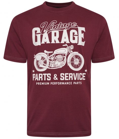 Kam Jeans 5702 Vintage Print T-Shirt Plum - T-skjorter - Store T-skjorter - 2XL-14XL