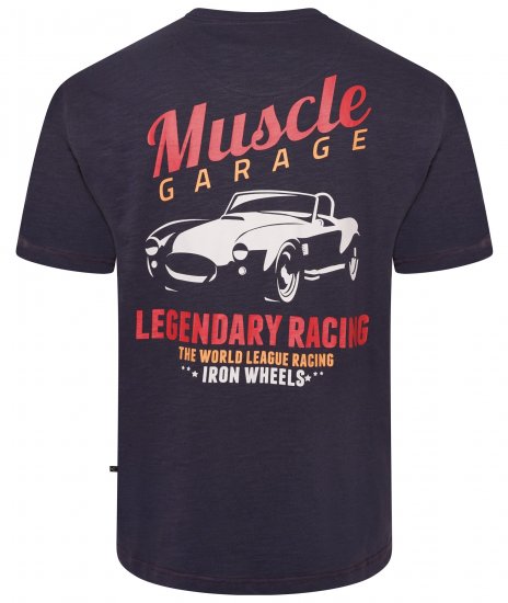 Kam Jeans 5710 Legendary Racing Slub Tee With Back Print Navy - T-skjorter - Store T-skjorter - 2XL-14XL