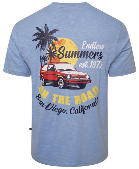Kam Jeans 5711 Endless Summers Slub Tee With Back Print Blue - T-skjorter - Store T-skjorter - 2XL-14XL