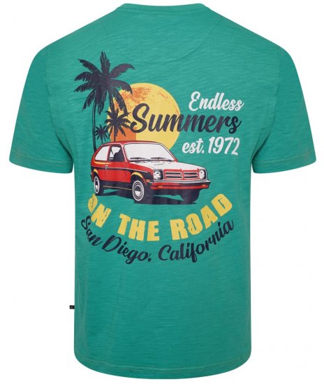 Kam Jeans 5711 Endless Summers Slub Tee With Back Print Emerald - T-skjorter - Store T-skjorter - 2XL-14XL