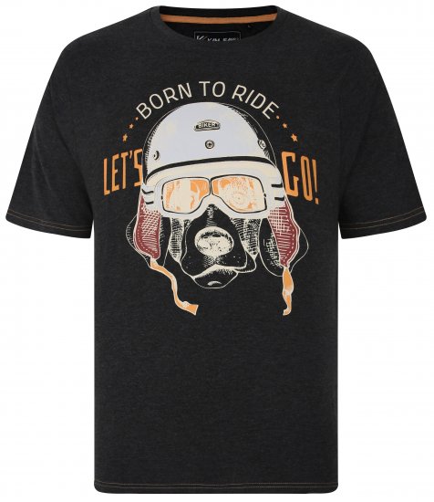 Kam Jeans 5731 Born To Ride Print T-Shirt CHARCOAL MARL - T-skjorter - Store T-skjorter - 2XL-14XL