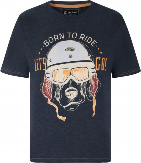 Kam Jeans 5731 Born To Ride Print T-Shirt INDIGO MARL - T-skjorter - Store T-skjorter - 2XL-14XL