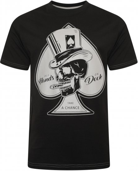 Kam Jeans 5757 Hands on Deck Skull Print T-Shirt Black - T-skjorter - Store T-skjorter - 2XL-14XL