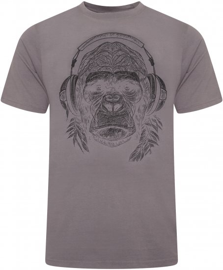 Kam Jeans 5759 Stencil Gorilla Print T-Shirt Slate Grey - T-skjorter - Store T-skjorter - 2XL-14XL