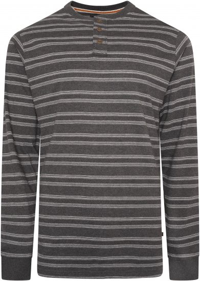 Kam jeans 5761 Embossed Waffle Stripe Long Sleeve Henley Shirt Charcoal - Polo- & piqueskjorter - Poloskjorte i store størrelser - 2XL-8XL