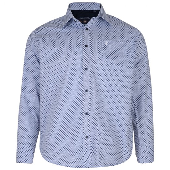 Kam Jeans 6154 Long Sleeve Dobby Print Shirt - Skjorter - Store skjorter - 2XL-8XL