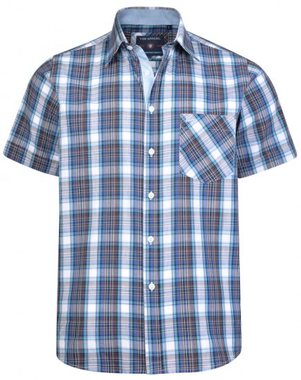 Kam Jeans 6163 Short Sleeve Shirt Blue - Skjorter - Store skjorter - 2XL-8XL