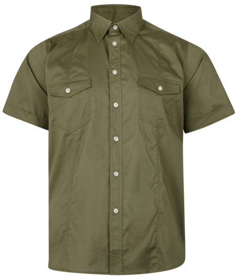 Kam Jeans Retro Short Sleeve Stretch Shirt Khaki - Skjorter - Store skjorter - 2XL-8XL