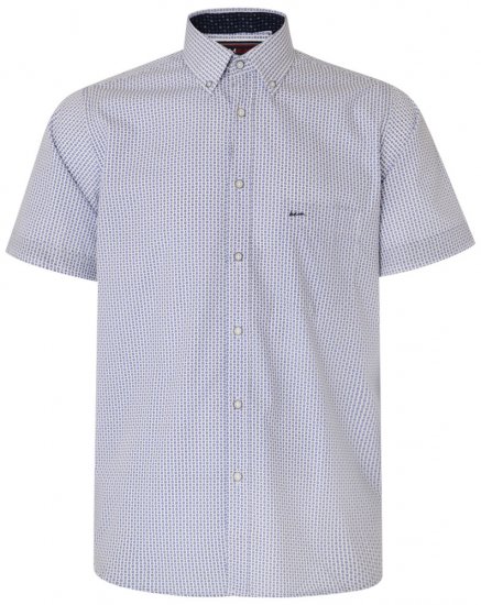 Kam Jeans 6186 Short Sleeve Shirt Blue - Skjorter - Store skjorter - 2XL-8XL