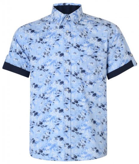 Kam Jeans 6190 Short Sleeve Shirt Blue - Skjorter - Store skjorter - 2XL-8XL
