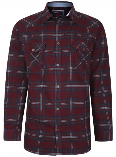 Kam Jeans 6194 Long Sleeve Flannel Shirt Burgundy - Skjorter - Store skjorter - 2XL-8XL