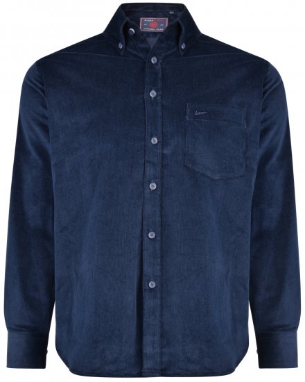 Kam Jeans 6195 Long Sleeve Corduroy Shirt Navy - Skjorter - Store skjorter - 2XL-8XL
