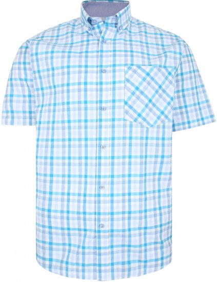 Kam Jeans 6215 Summer Check Shirt Turquoise - Skjorter - Store skjorter - 2XL-8XL