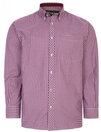 Kam Jeans 6219 LS Mini Gingham Check Shirt Red - Skjorter - Store skjorter - 2XL-8XL