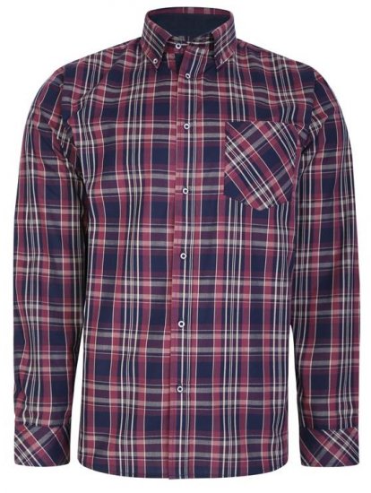 Kam Jeans 6221 Casual Checked Shirt Plum - Skjorter - Store skjorter - 2XL-8XL