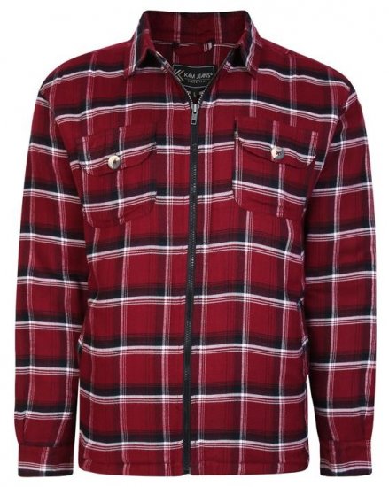 Kam Jeans 6231 Sherpa Lined Flannel Shirt with Zipper Burgundy - Skjorter - Store skjorter - 2XL-8XL