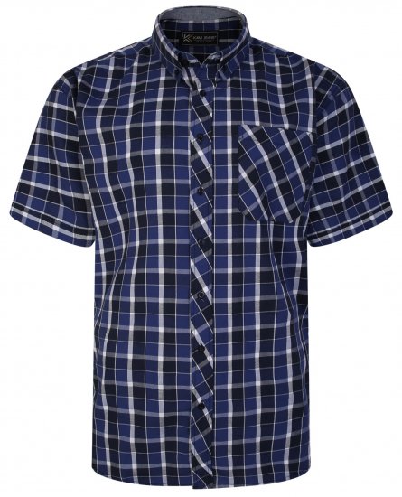 Kam Jeans 6240 SS Check Shirt Navy - Skjorter - Store skjorter - 2XL-8XL