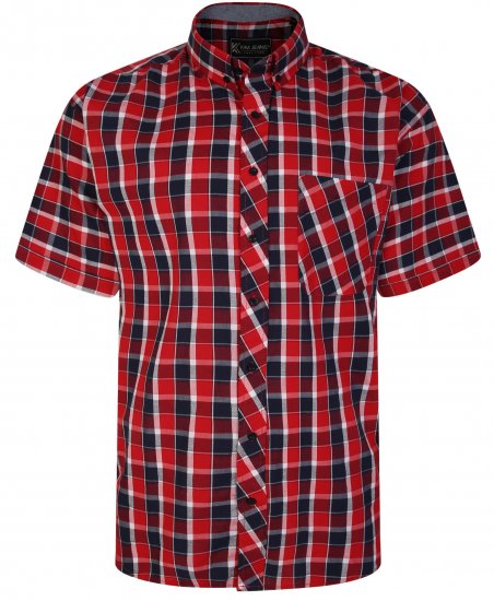 Kam Jeans 6240 SS Check Shirt Red - Skjorter - Store skjorter - 2XL-8XL