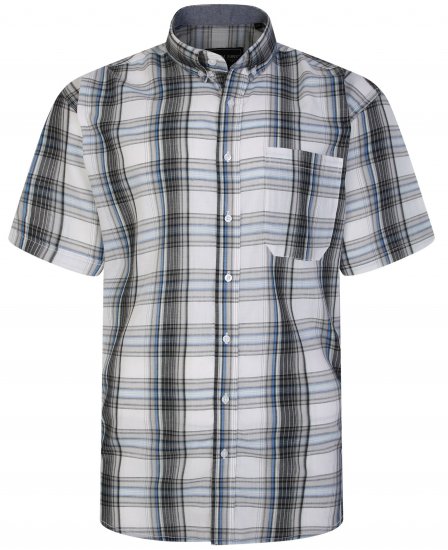 Kam Jeans 6243 SS Check Shirt Navy - Skjorter - Store skjorter - 2XL-8XL