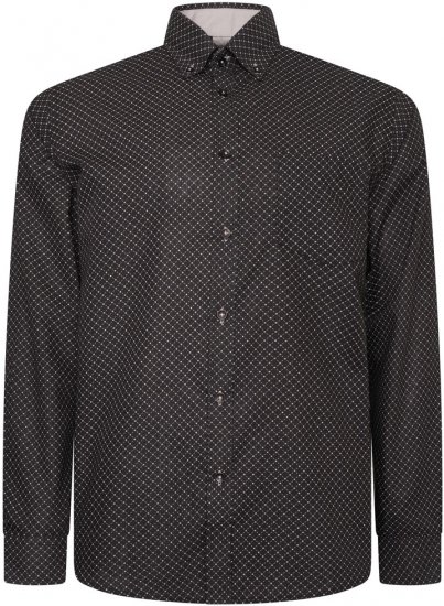 Kam Jeans 6299 Long Sleeve All Over Diamond Print Shirt Black - Skjorter - Store skjorter - 2XL-8XL