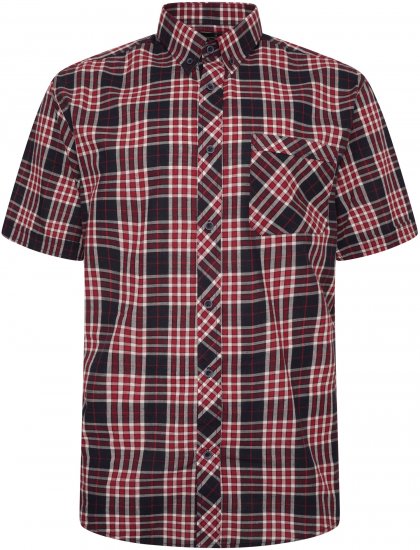 Kam Jeans 6301 Casual Check Short Sleeve Shirt Burgundy - Skjorter - Store skjorter - 2XL-8XL