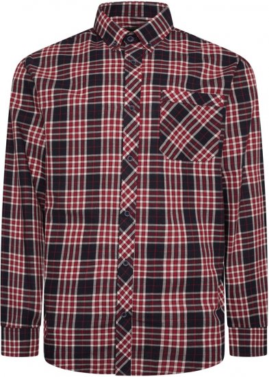 Kam Jeans 6301 LS Casual Check Shirt Red - Skjorter - Store skjorter - 2XL-8XL