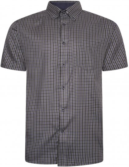 Kam Jeans 6302 Casual Gingham Check Shirt Charcoal - Skjorter - Store skjorter - 2XL-8XL