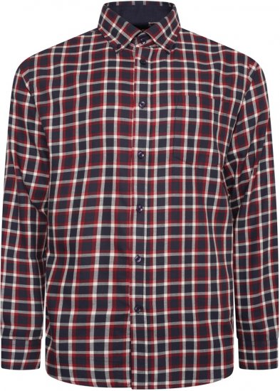 Kam Jeans 6303 Long Sleeve Casual Check Shirt Navy - Skjorter - Store skjorter - 2XL-8XL