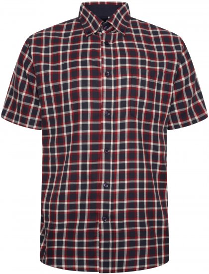 Kam Jeans 6303 Casual Check Short Sleeve Shirt Navy - Skjorter - Store skjorter - 2XL-8XL