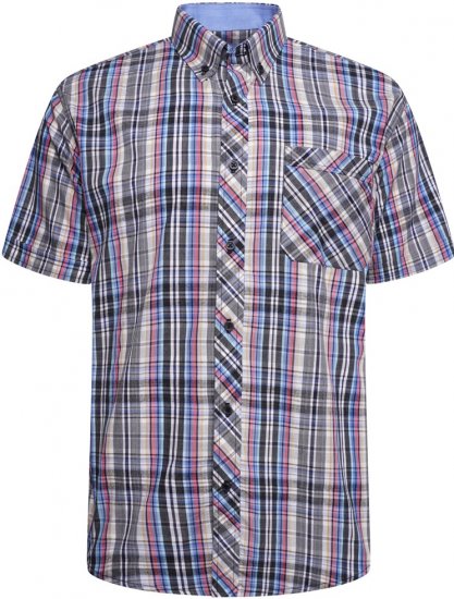 Kam Jeans 6313 Casual Check Short Sleeve Shirt Grey - Skjorter - Store skjorter - 2XL-8XL