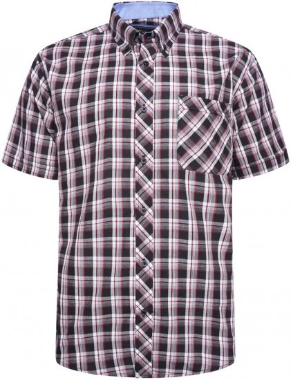 Kam Jeans 6316 Casual Check Short Sleeve Shirt Black - Skjorter - Store skjorter - 2XL-8XL