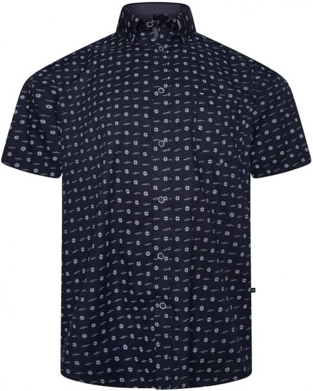 Kam Jeans 6325 Dobby Print Short Sleeve Shirt Black - Skjorter - Store skjorter - 2XL-8XL