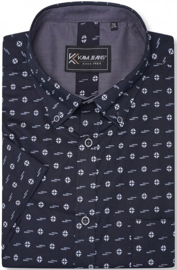 Kam Jeans 6325 Dobby Print Short Sleeve Shirt Black - Skjorter - Store skjorter - 2XL-8XL
